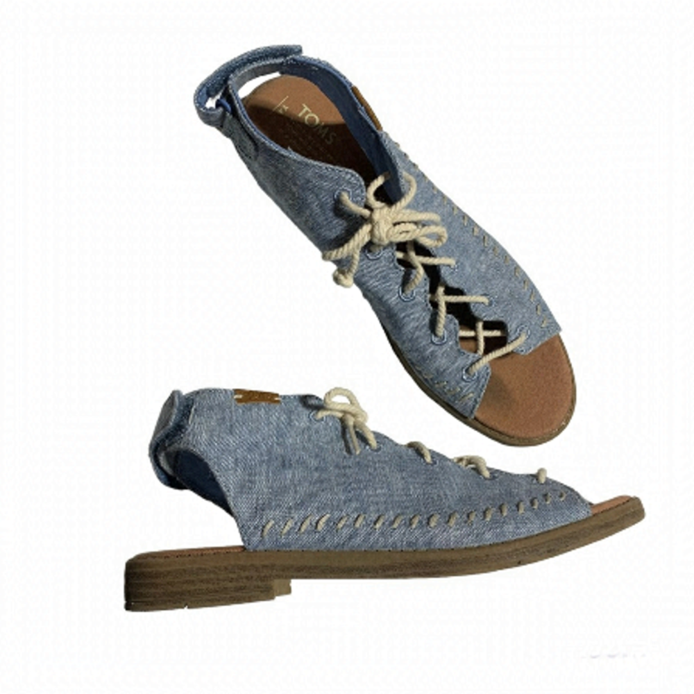TOMS girls canvas‎ lace up sandals
